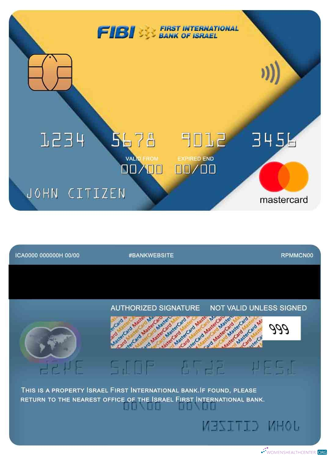Download Israel First International Bank mastercard Photoshop template